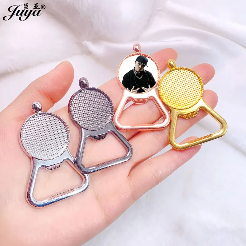 30PCS Multifunction Pendant Tray 25mm Cabochon Bases For Jewelry Making DIY Beer Bottle Opener Necklaces Keychains Accessories