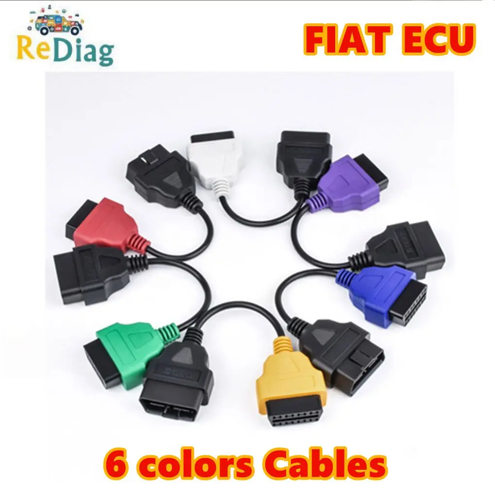 Newest 6/4/3Pcs/Lot OBD2 Connector Diagnostic Adapter Cable for FIAT ECU Scan & Multiecuscan Adaptor for Fiat 6 colors Cables