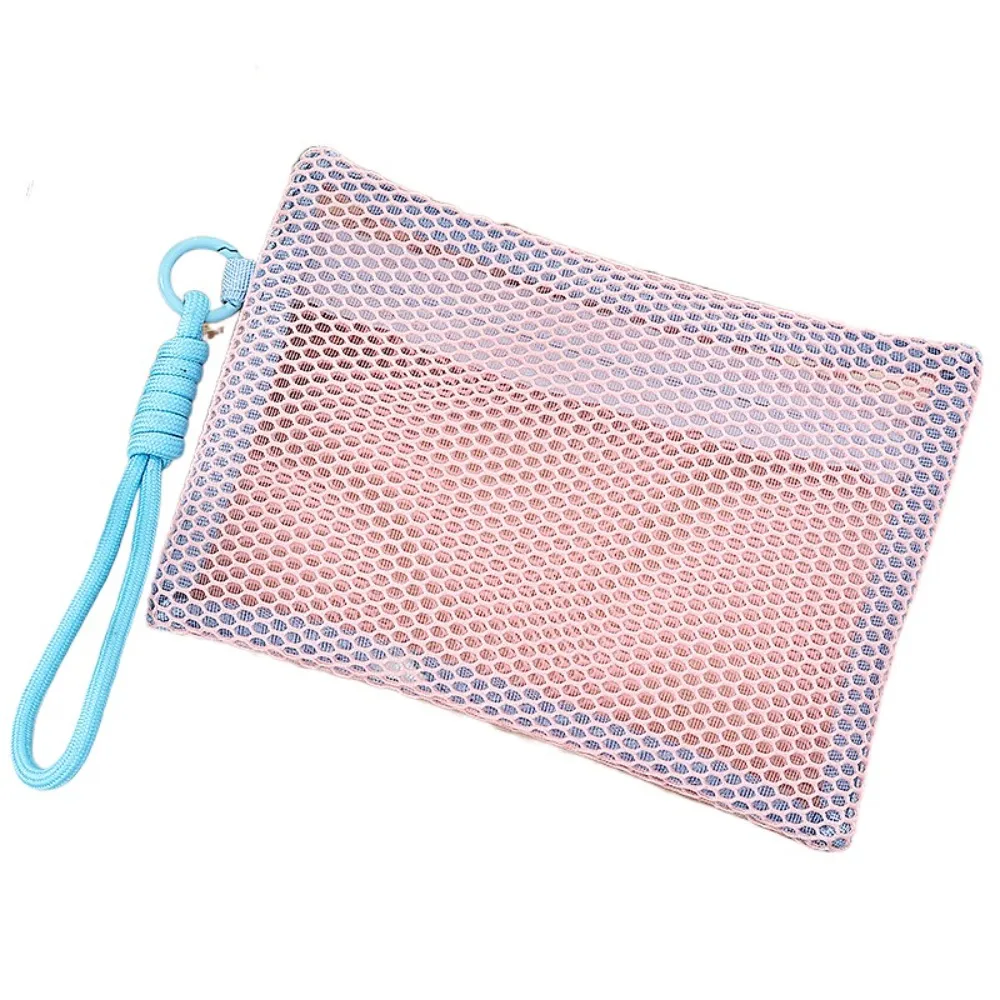 

Fashion Handle Nylon Makeup Bag Transparent Lightweight Mesh Cosmetic Bag Multi-purpose Coin Purse Square Toiletry Bag Home