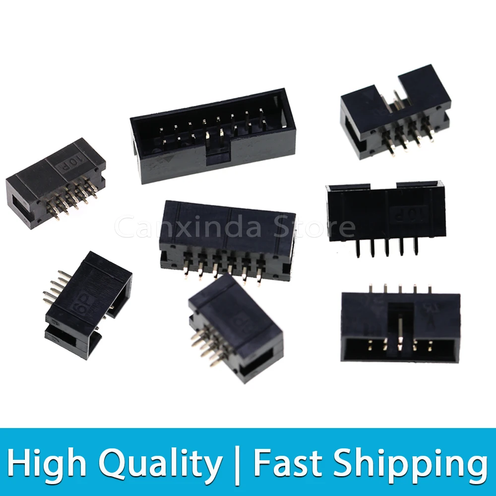 10 قطعة 2.54 مللي متر الملعب DC3 IDC صندوق رأس 6 8 10 14 16 20 26 30 34 40 50 64 دبوس DIP صف مزدوج مستقيم ذكر موصل مقبس #4