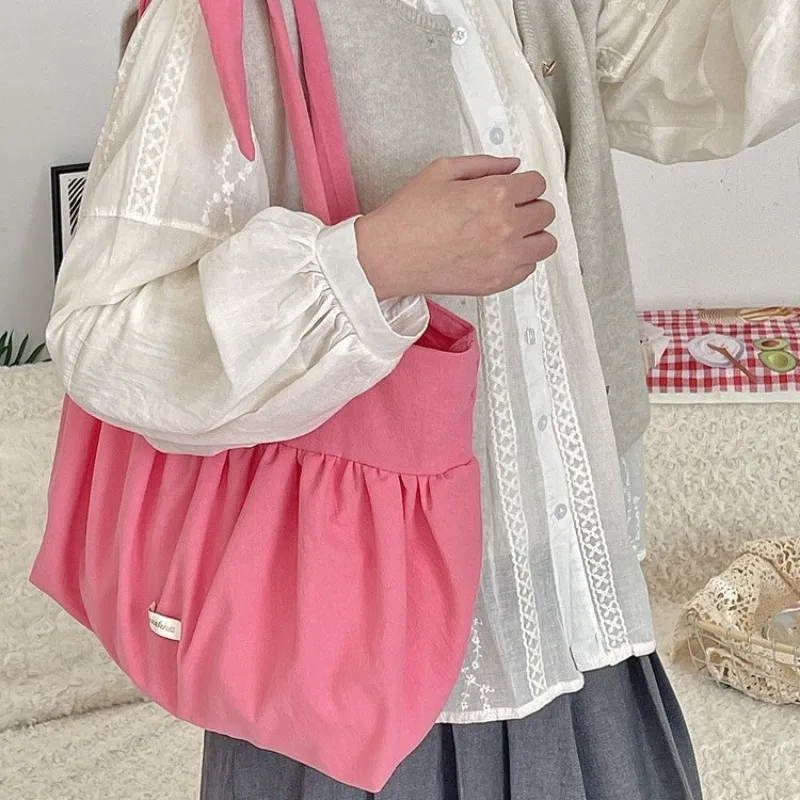 

Pleated Skirt Strap Canvas Womens Shoulder Bag Tote Bags for Woman Trend 2026 New Korean Popular Designer Lady Handbags Gift