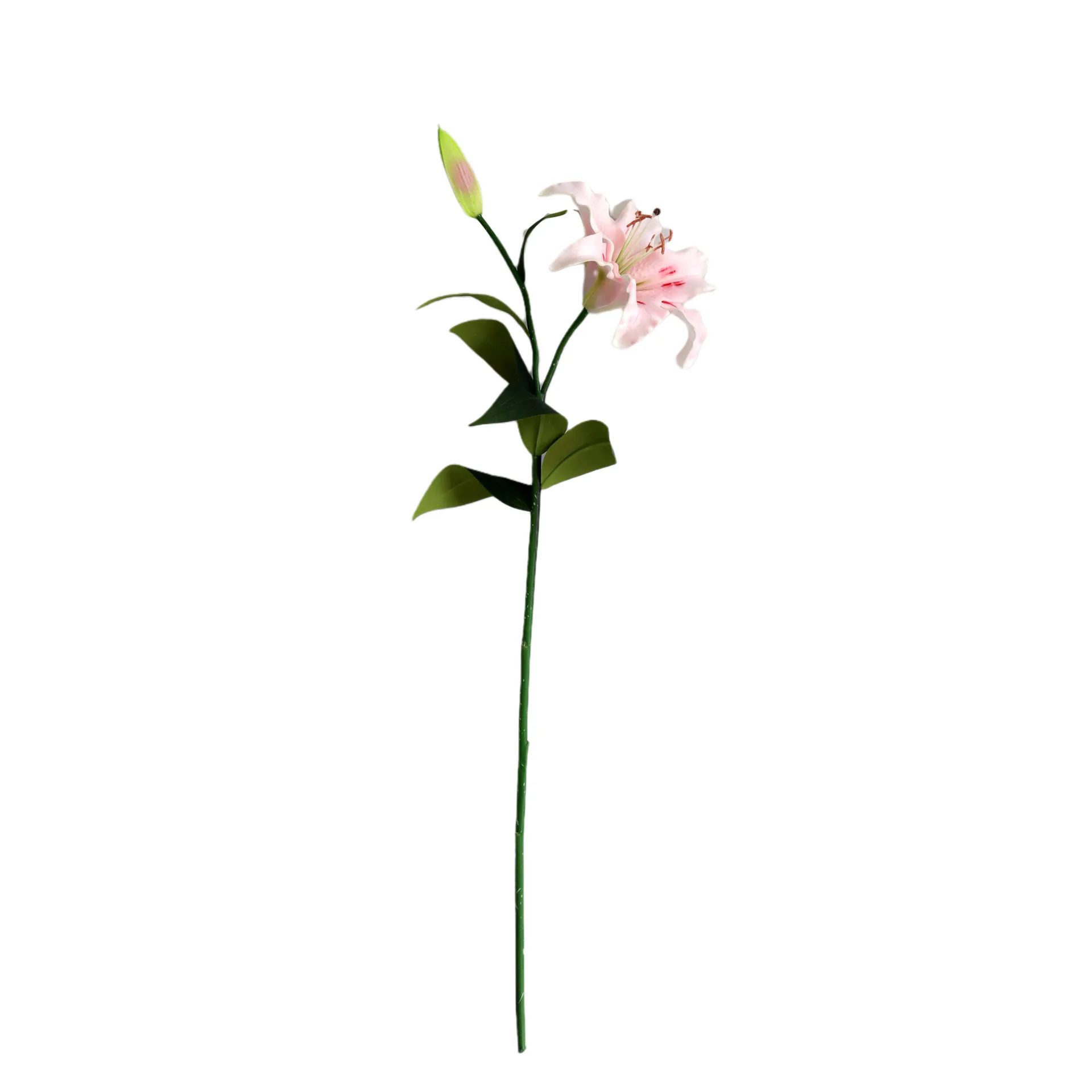 4Pcs Dia 18cm PU Lily 2Head Fake Flowers Real Touch Lily for Home Living Room Decoration Floral Wedding Event Flower Arrangement