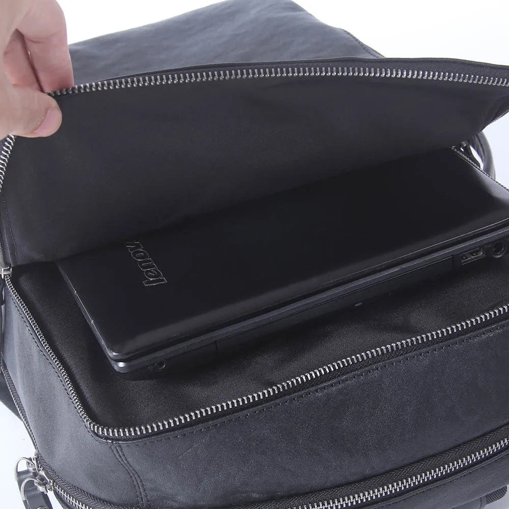 S.WORKER Lässiger Rucksack aus echtem Leder für Herren, 15-Zoll-Laptop-Rucksack aus Rindsleder, handgefertigt, modischer Preppy-Stil, Schultasche, Tagesrucksack – Detail 20