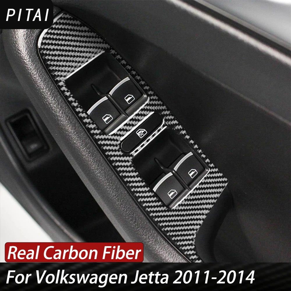 For Volkswagen Jetta 2011-2014 Carbon Fiber door handle Car Interior Decoration Strips Auto Styling Accessories Panel Sticker