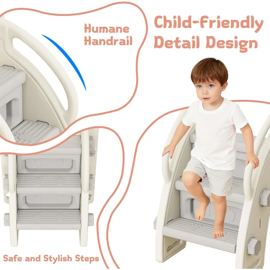 مجموعة منزلق وأرجوحة للأطفال الصغار 9 في 1 للأطفال الصغار 1-3 مجموعة ألعاب داخلية وخارجية مع تلسكوب كرة السلة #6
