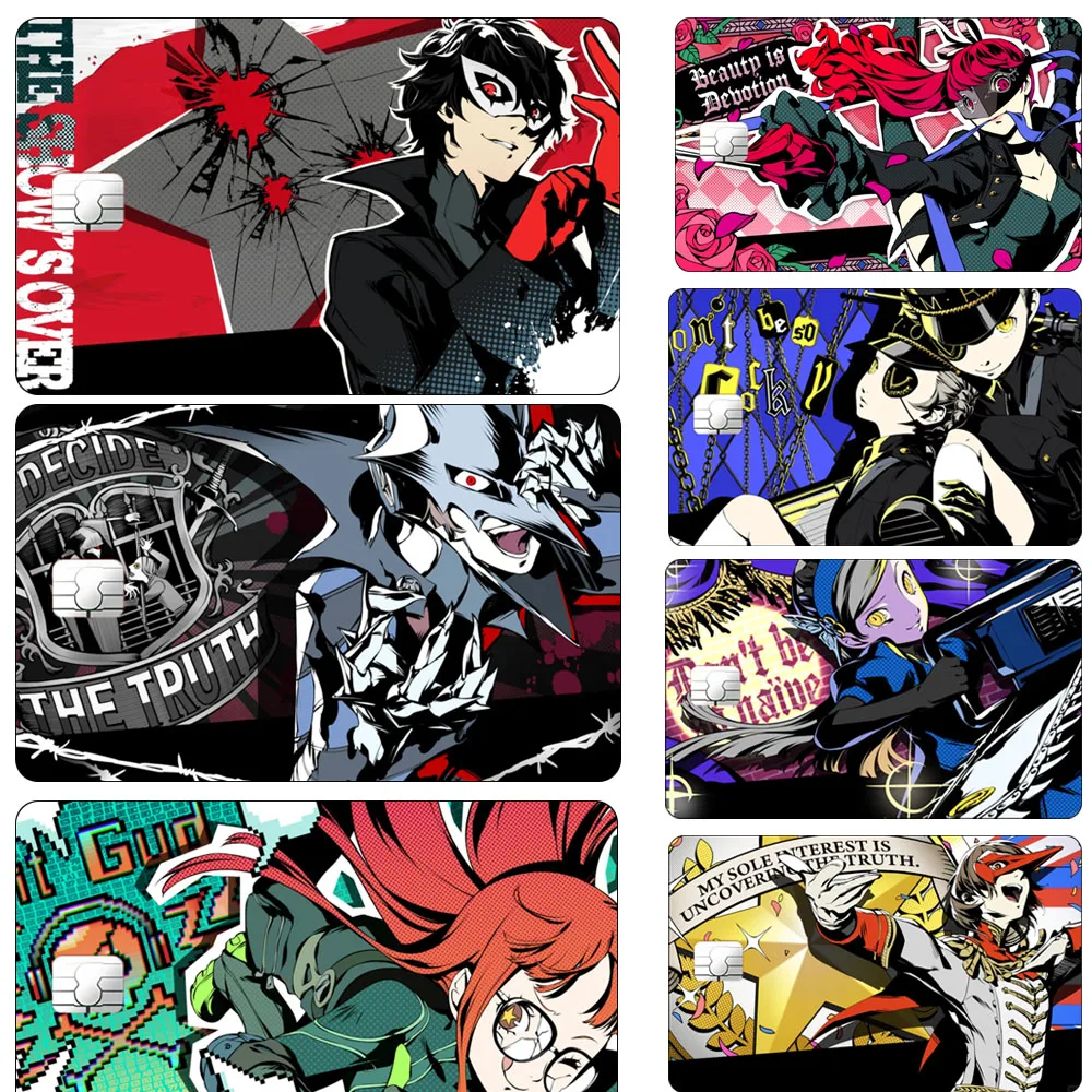 Persona 5 Card Sticker P5 Game Cartoon Figure Diy Material Patch Decor Exquisite Student Laser Glitter Paster Decals Tags Gift