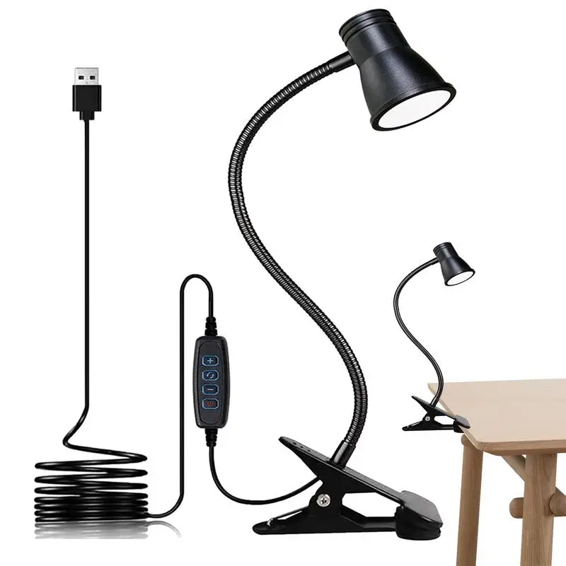 

Clip On Desk Lamp Eye Caring Desk Lamp With Clamp Book Lamp With 360 Degree Flexible Gooseneck 3 Modes 10 Brightness USB Light