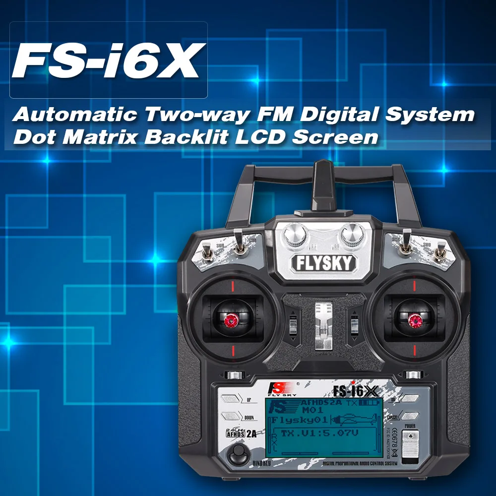 Flysky FS-i6X 2.4GHz 10CH AFHDS 2A RC Transmitter with FS-iA6B Receiver for RC Drone Airplane Helicopter