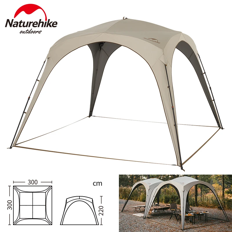 Naturehike Self-supporting Quick Open Canopy Camping Outdoor 150D Waterproof UPF12500+ Large Docking Dome Tent 3x3x2.2m Height