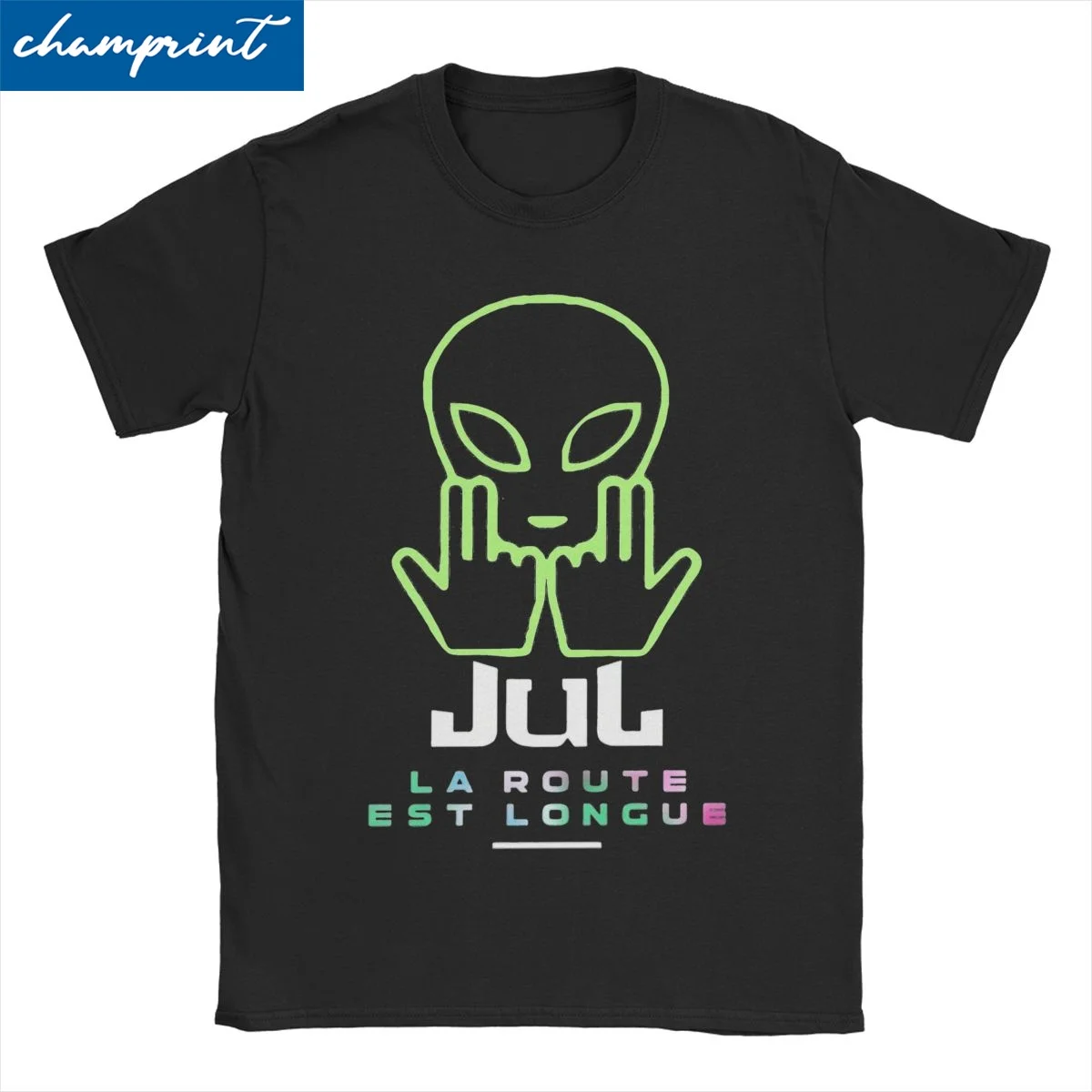 Novelty The Road Is Long UFO Logo Rap T-Shirt for Men Women Crewneck 100% Cotton T Shirt JUL Short Sleeve Tee Shirt  Clothes