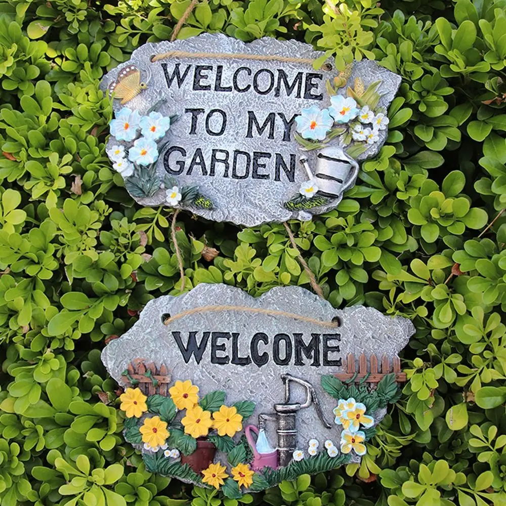 

High Quality Resin Door Hanging Creative Gift Welcome Sign Outdoor Courtyard Decorative