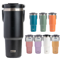 900ML Insulated Tumbler Double-layer Insulation Stainless Steel Travel Mug with Straw & Handle Coffee Cup for Work Camp Sports