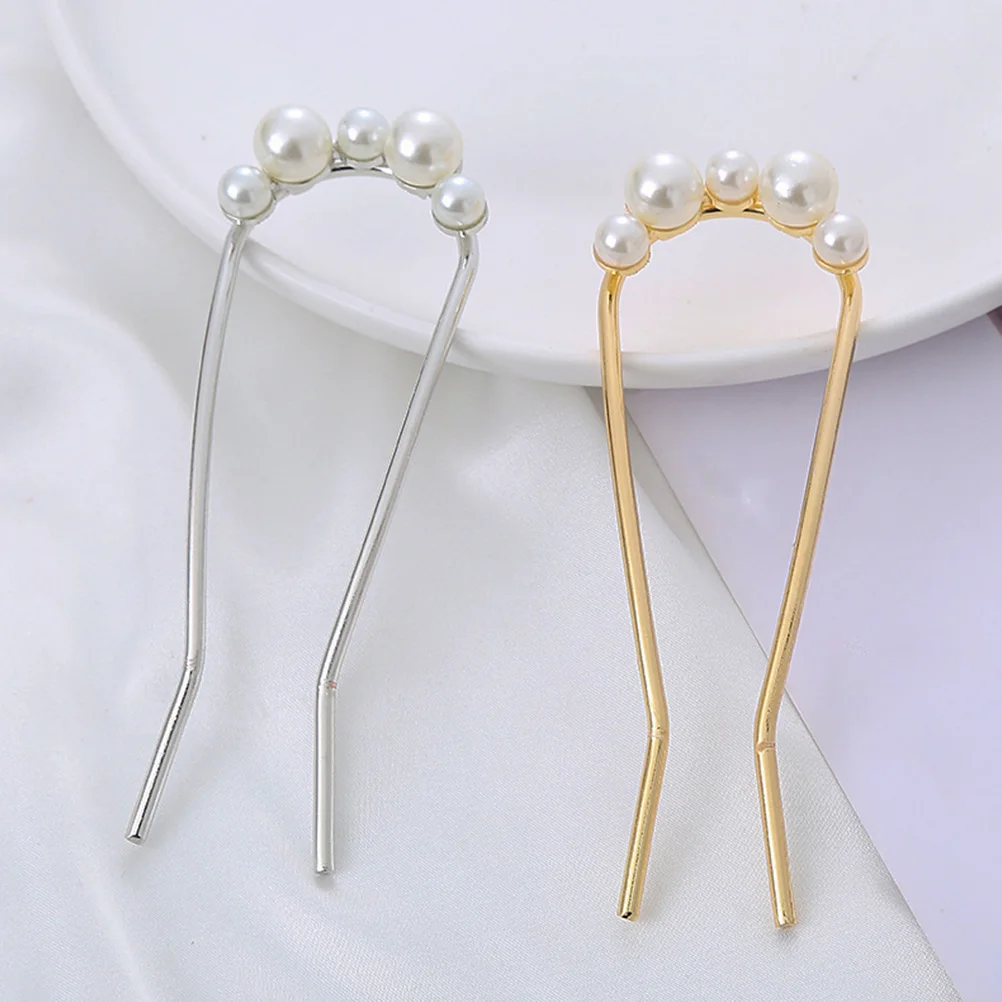 6pcs Pearl Hairpins U Shaped Clips Vintage Accessories Gold Silver Pins For Buns Long Hair Styling Tools Hair Forks