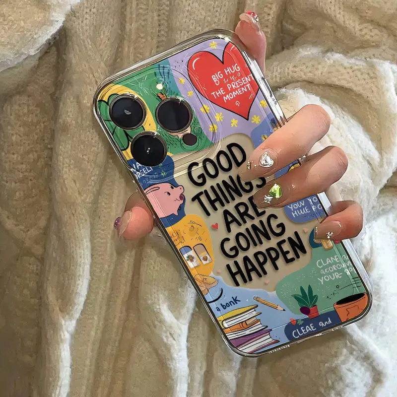 NEW Good Luck Is Always Here Phone Case For iPhone 16 15 14 13 12 11Pro Max XR XS MAX 7 8Plus Y2K Girl Cute Anti Fall Back Cover