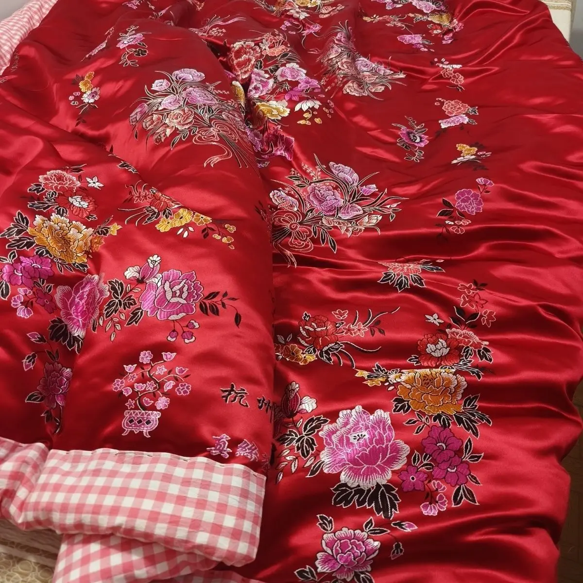 غطاء حريري من الساتان اللامع بدون حشوة من القطن مع سحاب من جانب واحد ومفرش سرير مطبوع عليه زهور رائعة على الجليد #1