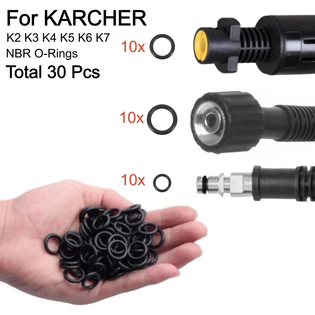 โอริงซีล 30 ชิ้น สำหรับเครื่องฉีดน้ำแรงดันสูง Karcher รุ่น K2 K3 K4 K5 K6 K7 ปะเก็น หัวฉีด แปรง อะไหล่ 2.640-729.0 โอริง NBR