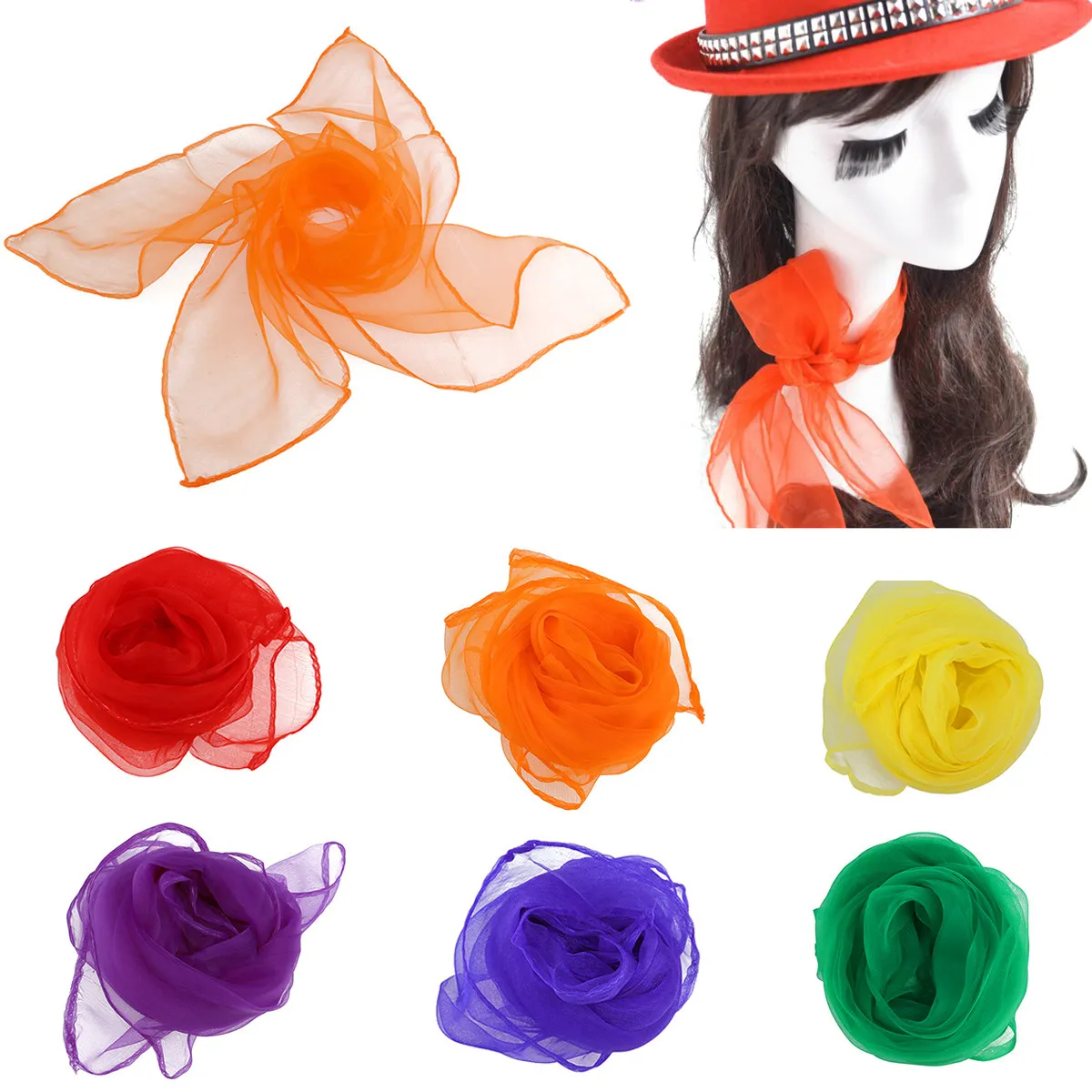 

12Pcs Silk Square Scarves for Dance Performance Juggling Rhythm Props Kindergarten Gift Bag Decor Sun Block Soft Skin-Friendly