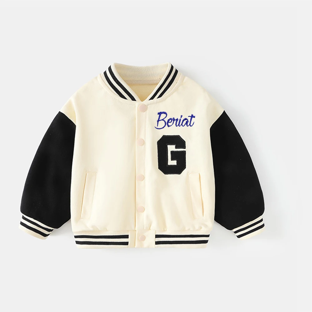 Veste d'équipe scolaire unisexe de style baseball personnalisée, nom brodé personnalisé, veste de rugby pour enfants, garçons et filles