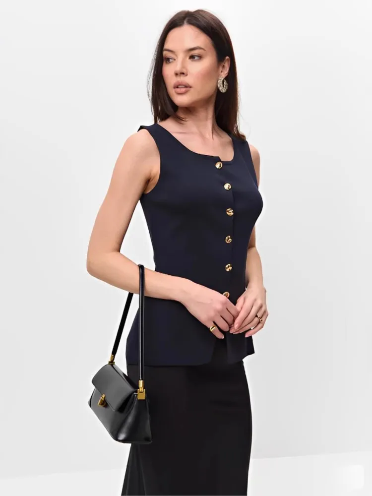 

2025 White Sleeveless Vest Women Button Summer Vests for Women Jackets Pink Vest Top Women Streetwear Women's Tailored Vest