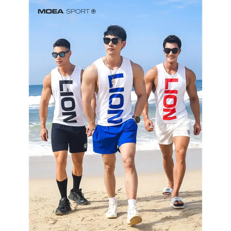 DRPZENO Vest Men's Sports Lion Vacation Vest Loose Fitness Training Sleeveless T-shirt