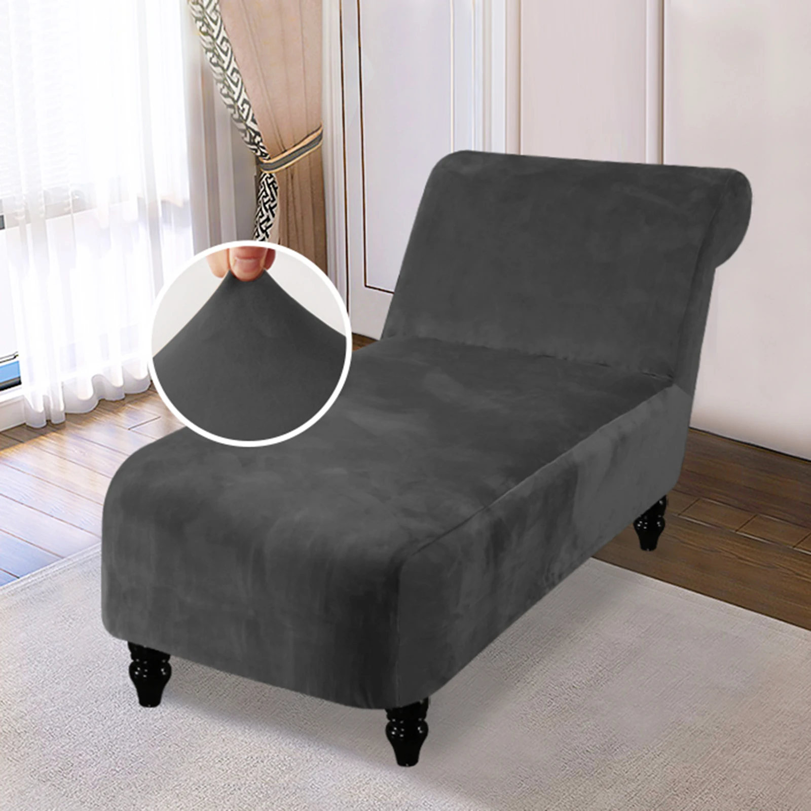 capa de veludo chaise lounge estiramento sem bracos sofa cadeira slipcover chaise cadeira capas para sala estar 01