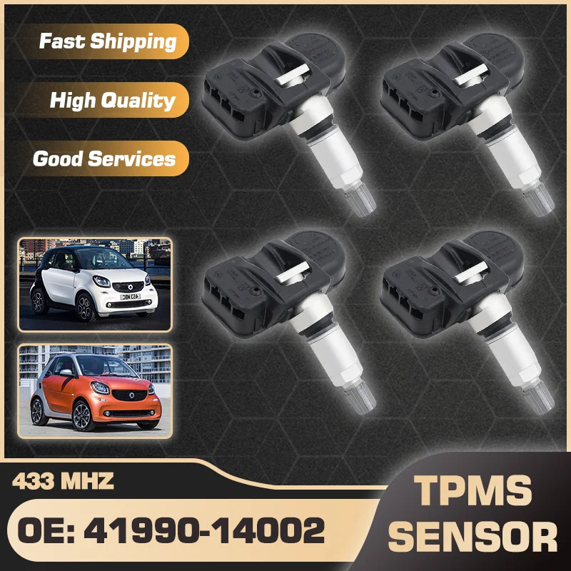 

433 MHz TPMS Tire Pressure Sensor Monitoring System For Smart Forfour 2004-2014 Smart Fortwo 2007-2014 41990-14002 A0009057200