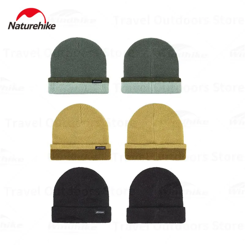 Naturehike Double Layer Wool Hat Unisex Winter Warm Knitted Hat Outdoor Sports Thickened Elastic Hat Color Blocking Hip Hop Hat