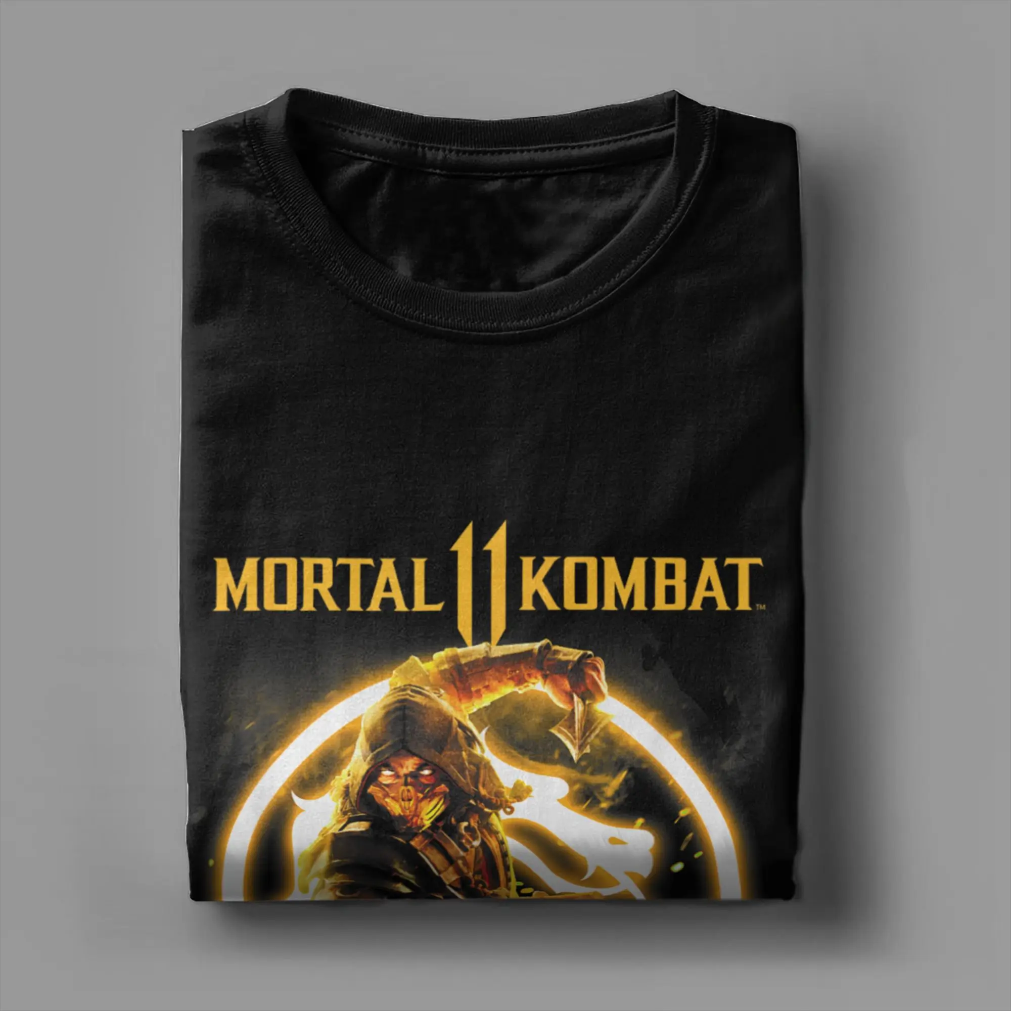مورتال كومبات 11 العقرب اللهب الرجال تي شيرت رهيبة تيز قصيرة الأكمام الجولة الرقبة تي شيرت 100% القطن هدية فكرة الملابس