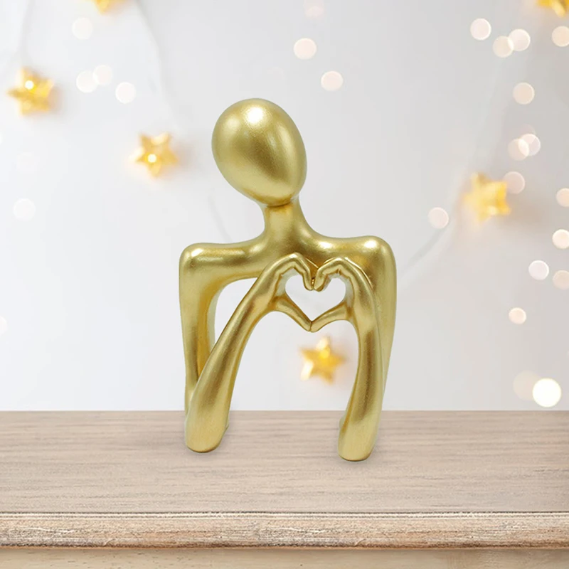 Thinker Heart Styles Abstract Resin Sculpture Collectible Home Office Bookshelf Desktop Decoration