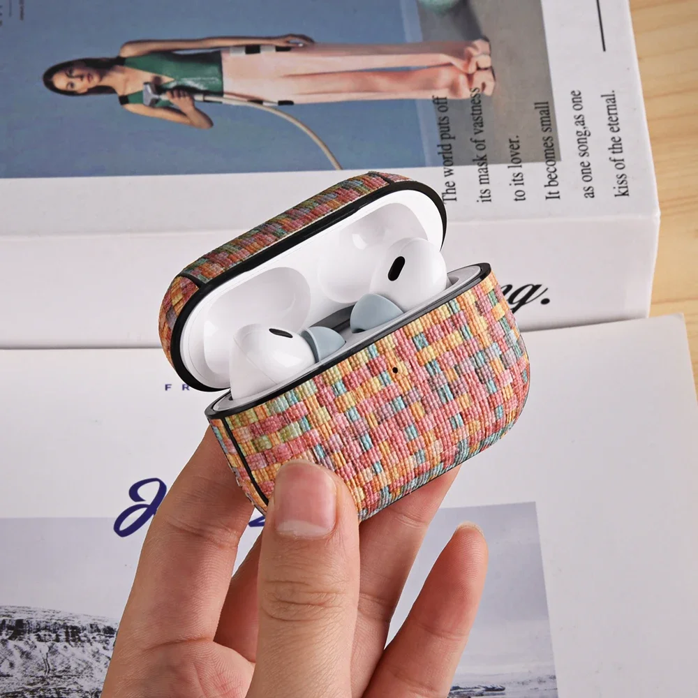 

For Apple Air Pods 3 2 1 Pro 2nd 3rd Generation USB C Shell For Airpods Pro 2 Case Woven Pattern Earphone Cover Headphone Funda