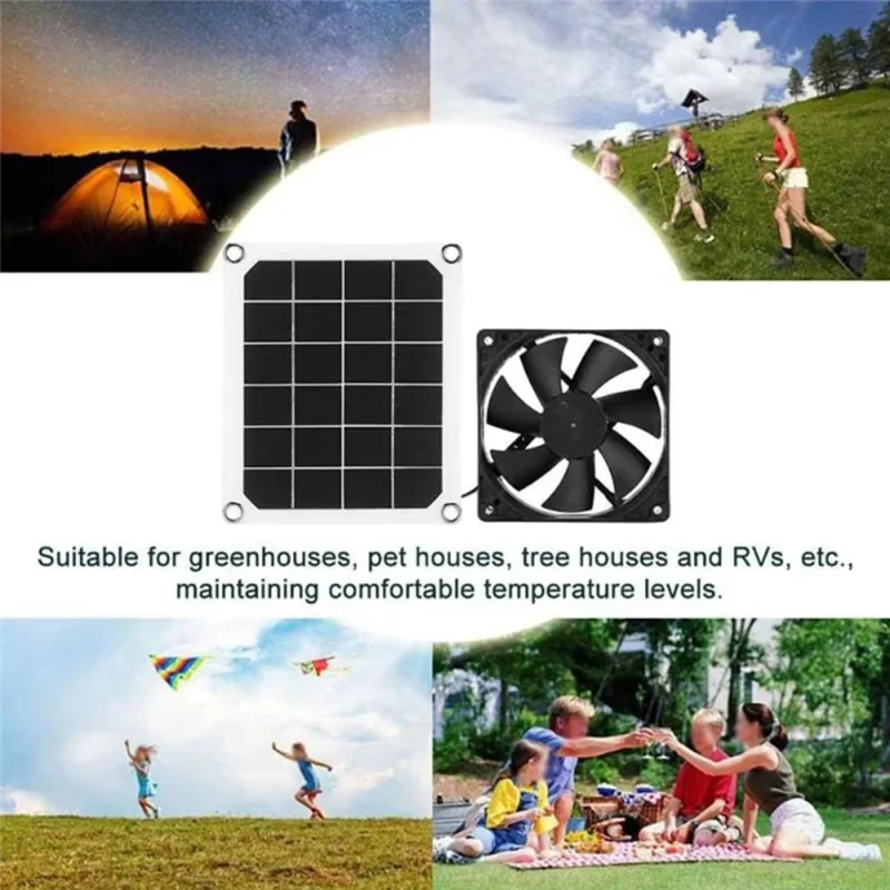 

ABKS-Solar Panel Powered Fan 10W Exhaust Fan For Greenhouse Motorhome House Chicken House For Pets 10W