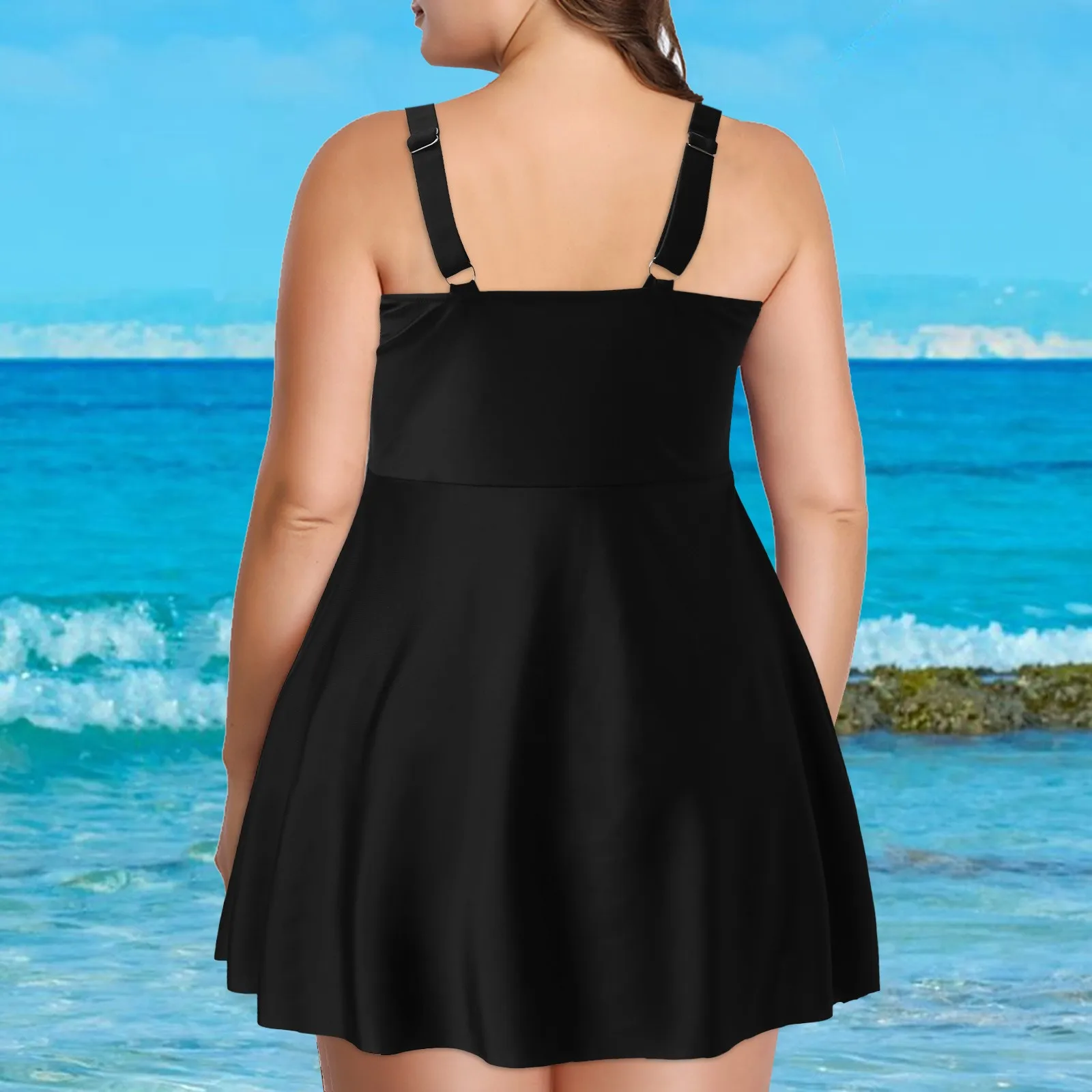 Sexy New Two Piece Swimsuit Women Swimwear Bathing Suits Beach Wear Summer Swim Suit Solid Swim Dress With Bottom Shorts