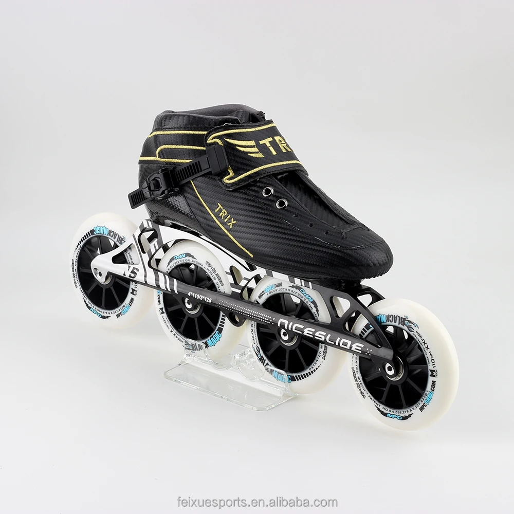 Professionele Snelheid Inline Skates Koolstofvezel 4 Wiel Schoenen