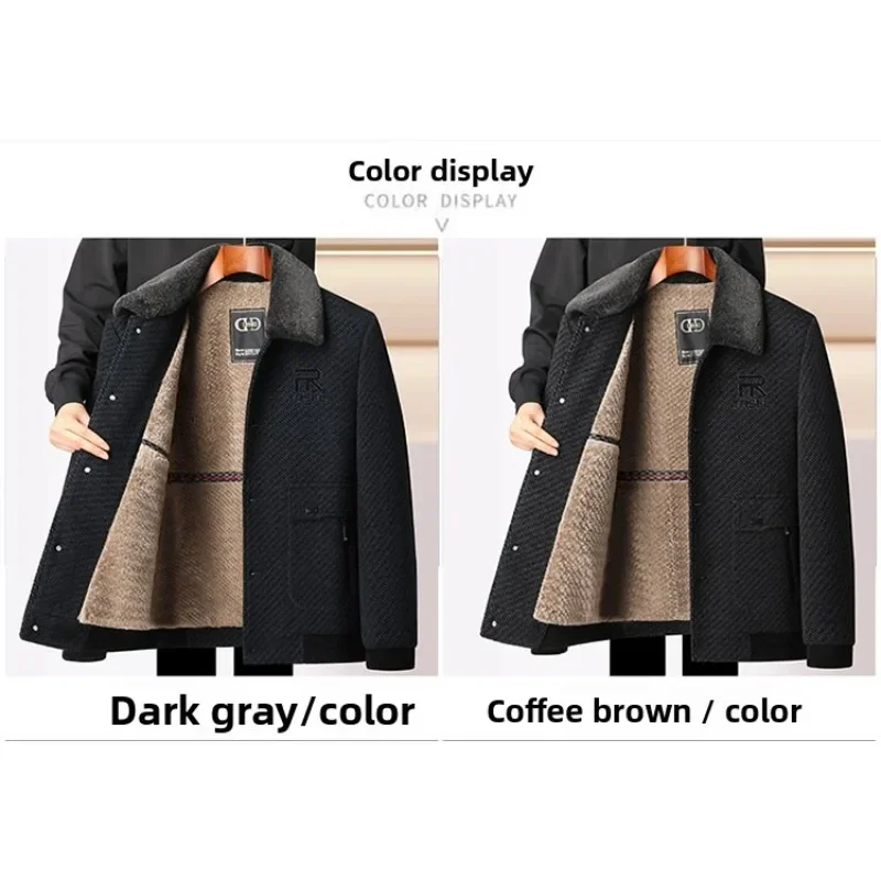 

Winter Man Middle-aged Comfortable Coats Windproof Men Woolen Overcoat Thickened Casual Jacket Dad Cold-proof Cotton-padded Coat