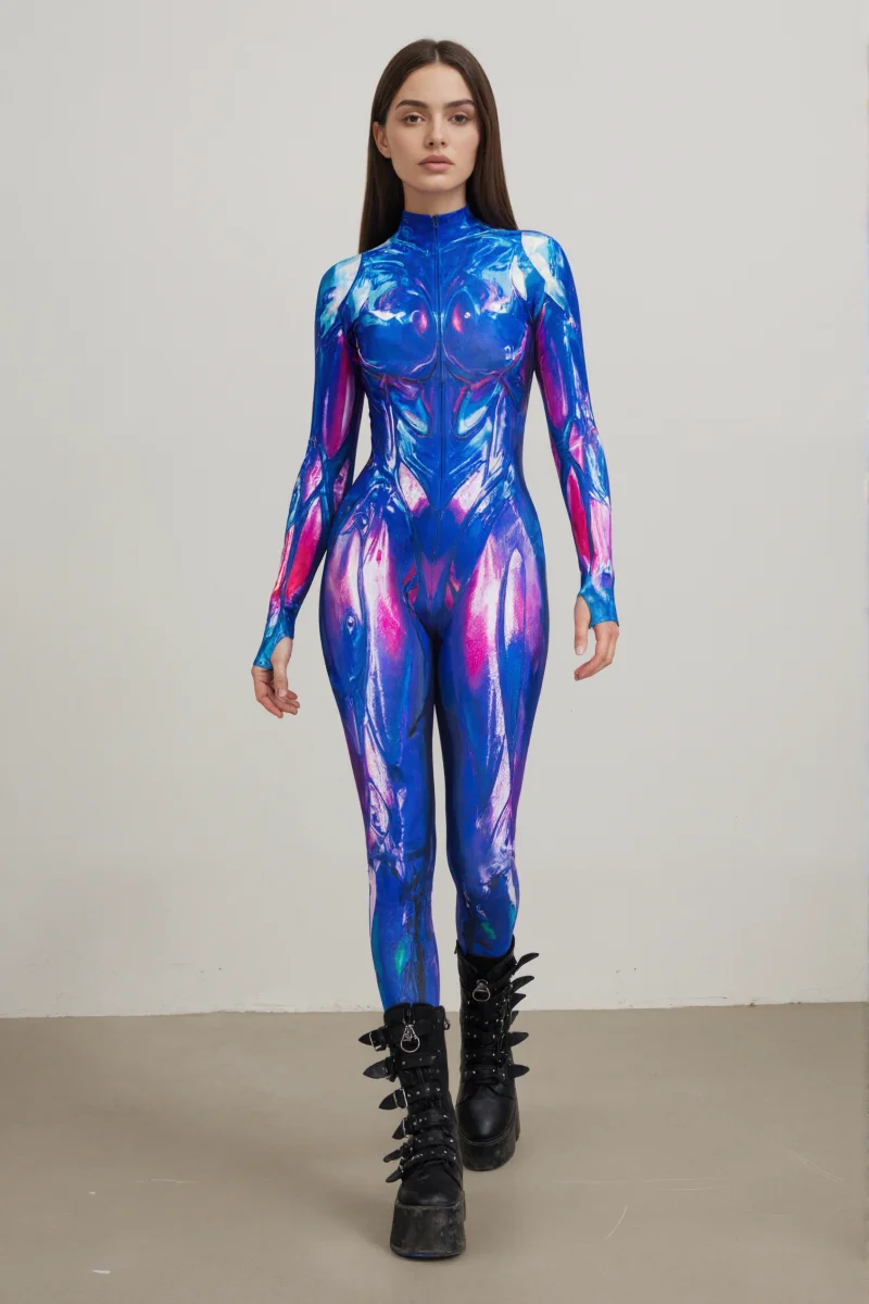 Mehrfarbiger mechanischer Roboter-Jumpsuit, Halloween-Cosplay-Bodysuit, Kostüm für Partys, Bühnenauftritte, Catsuit, Aerial-Yoga-Anzug, Zentai – Detail 14