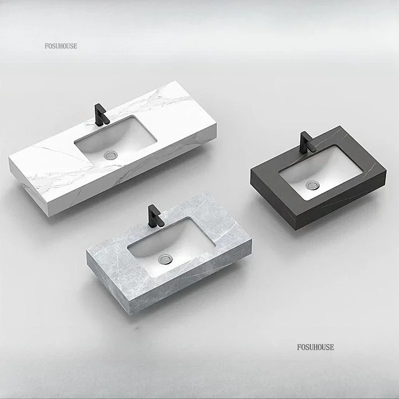 

Countertop Toilet Slab Ceramic Washbasin Basin Hotel Rock Integrated Bathroom Sinks Single Wash Basins Custom Bathroom Sinks