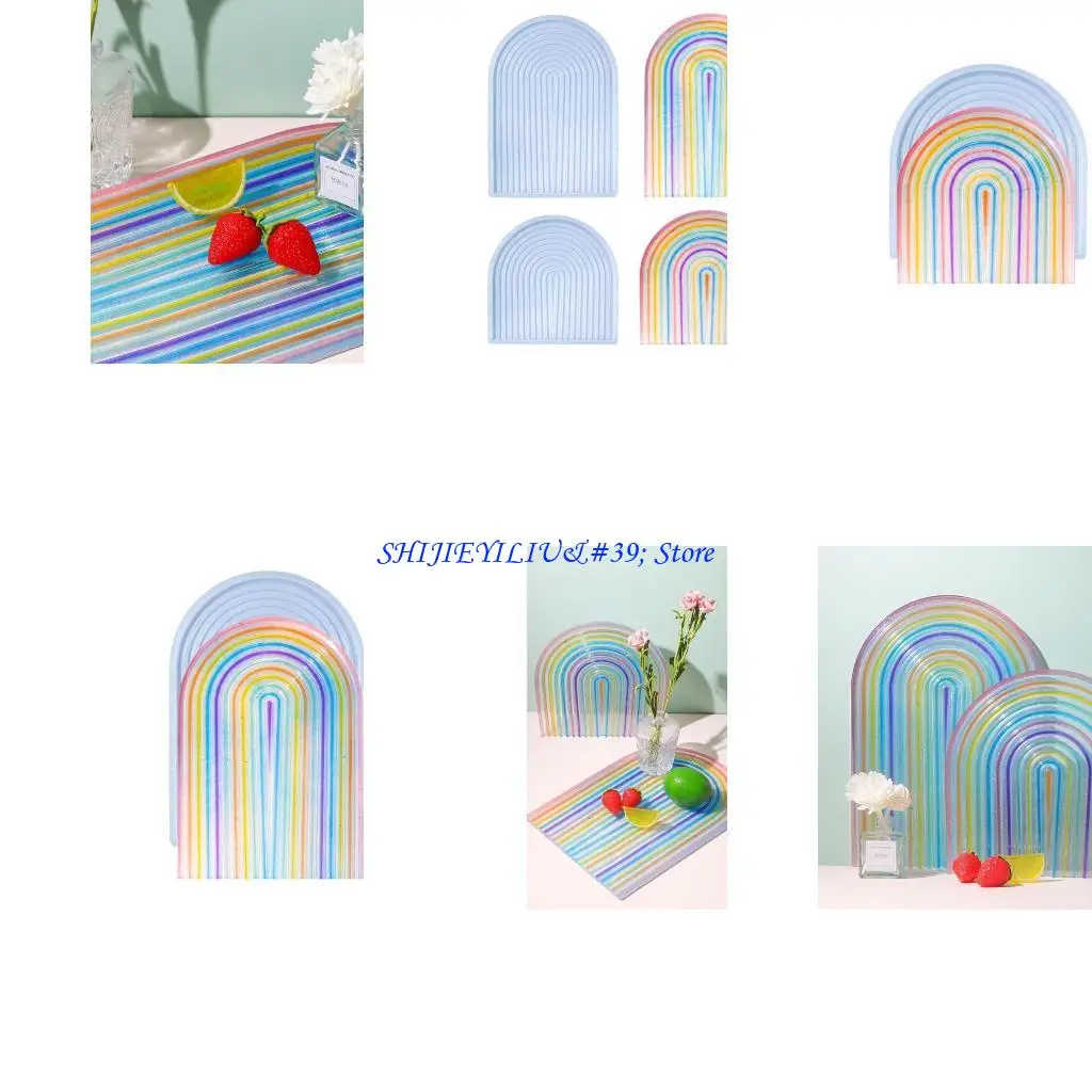 

E21f радужная лотка Силиконовая смола Плесень прочная и простые в использовании полосатого поддона эпоксидной плесени Дом поднос