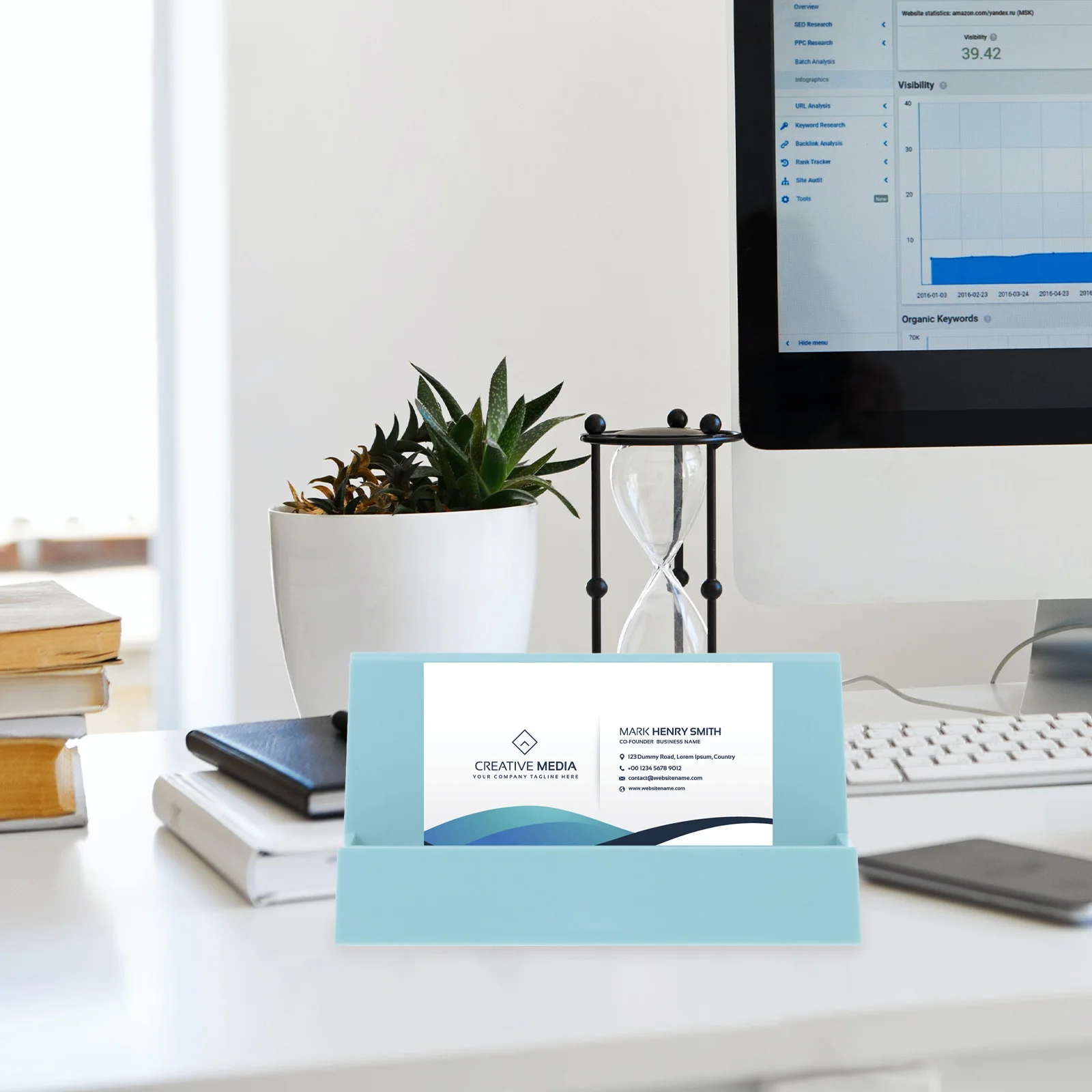 

2 Pcs Business Card Storage Box Name Brackets Practical Cases Cards Display Boxes Holders Desktop Multipurpose