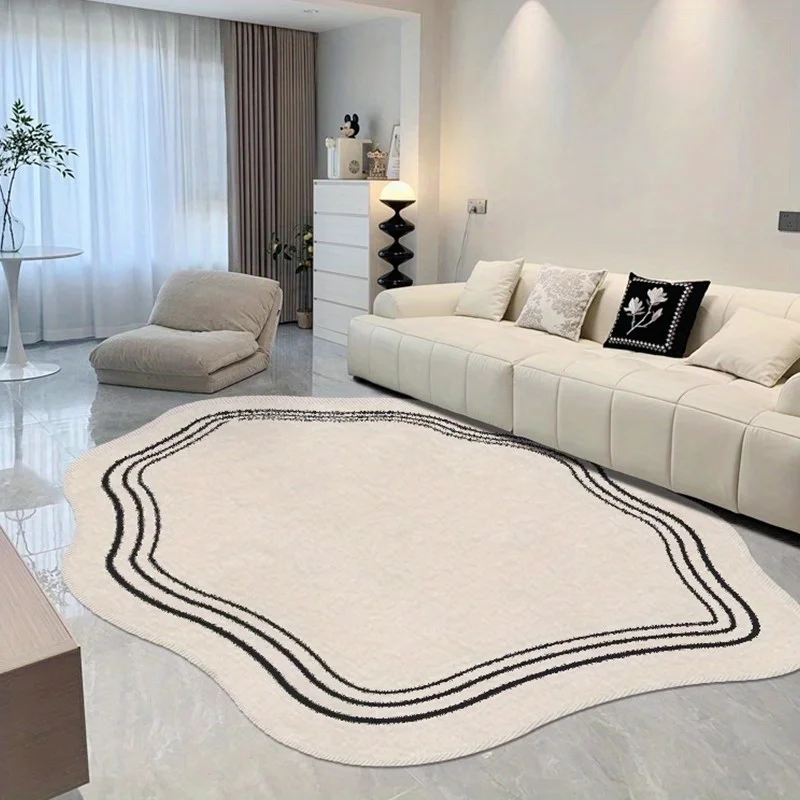 Irregular Simple Line Living Room Carpet Home Decoration Special-shaped Fluffy Plush Sofa Lounge Bedroom Rugs
