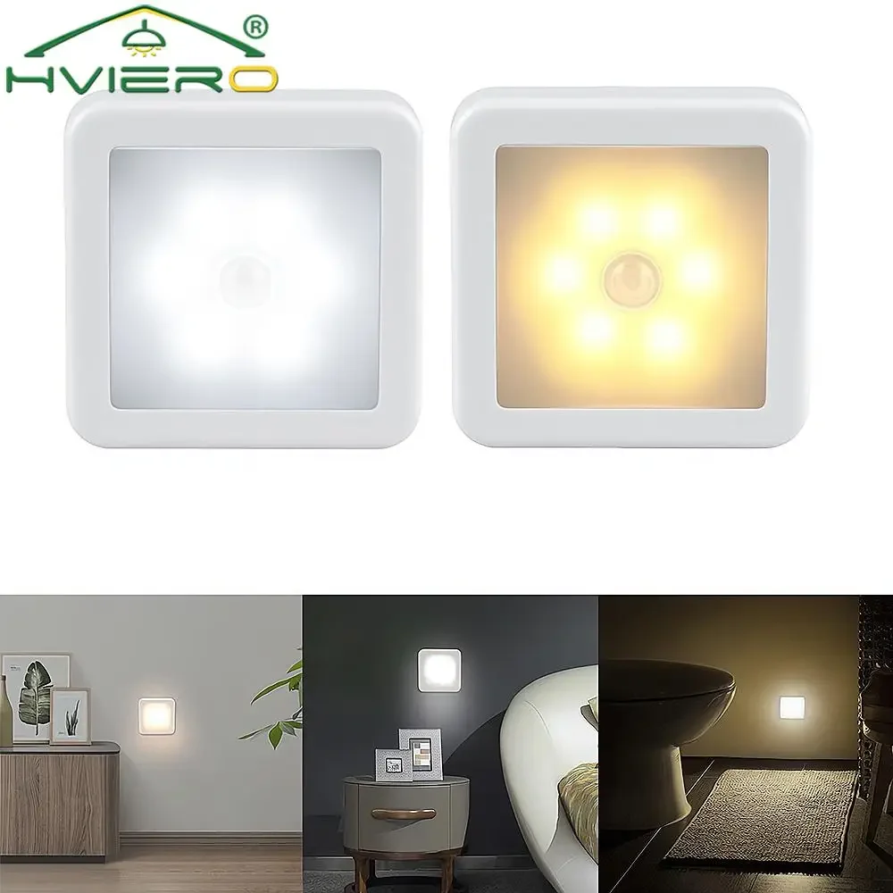 LED Wall Night Light Motion Controlled Smart Human Body Sensor Battery Operated For Home Stairs Living Room Hallway Pathway Lamp