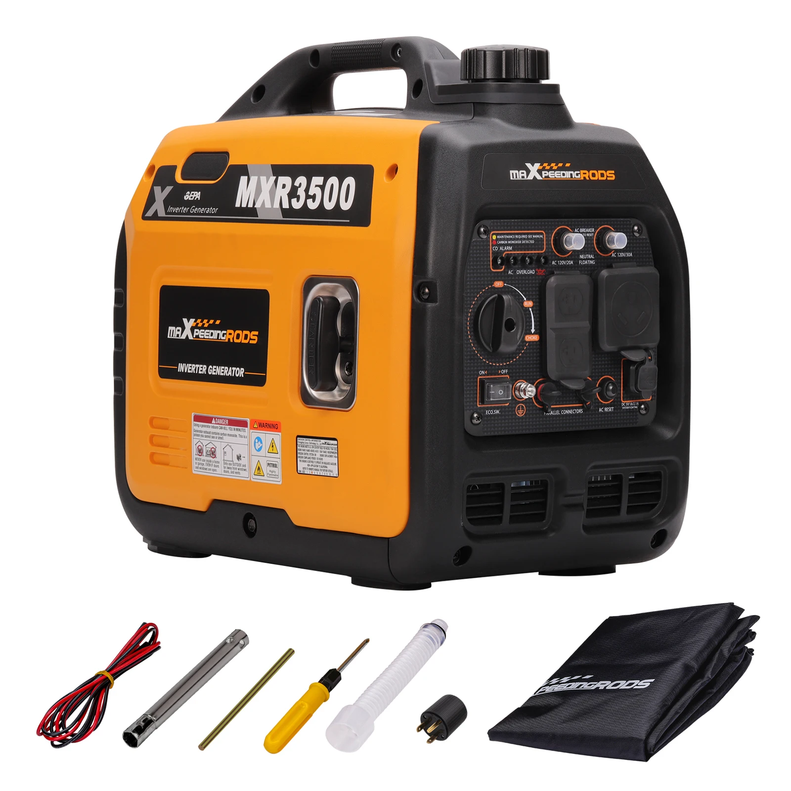 Maxpeedingrods Portable Inverter Generator 3.0KW Running 3.3KW Max 120V  Powered RV Travel Home Backup US Plug