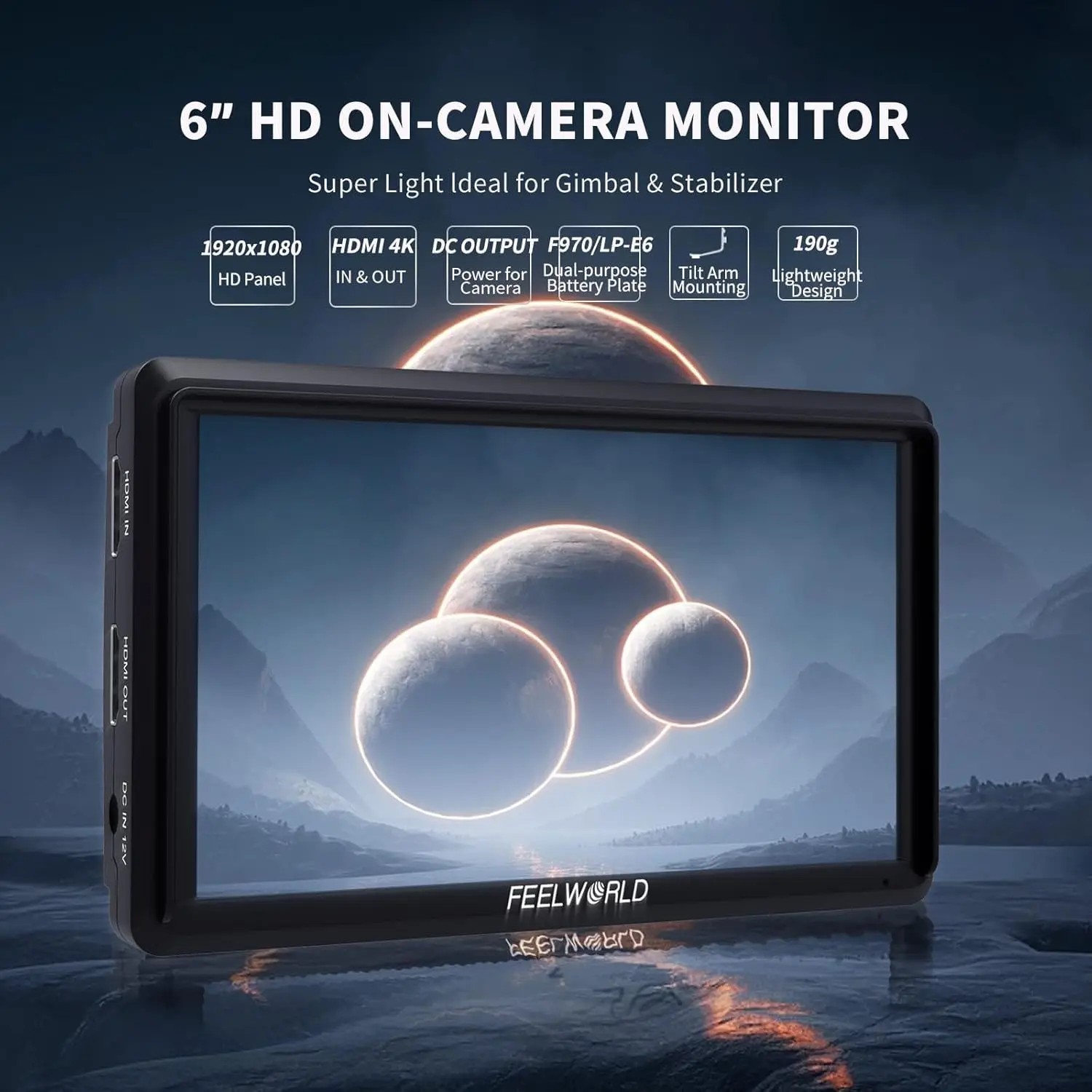 FEELWORLD S55 V3 6 Inch Camera Monitor FHD IPS, Support 4K HDMI I/O, Tilt Arm Power Output - Custom Logo OEM Direct Wholesale