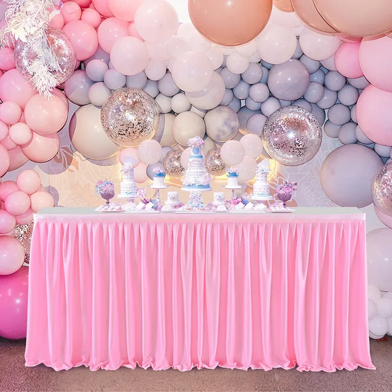 Birthday Party Table Skirt 14ft Check-in Dessert Tulle Table Skirting Wedding Hotel Conference Table Skirt Party Decoration