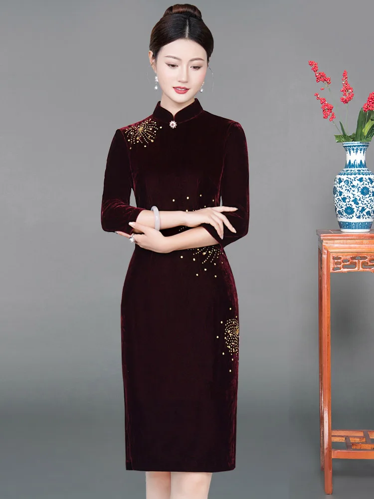 

New Chinese Sle Improved Version 2025 Spring Autumn High End Mommy Wedding Dr Large Size Fat MM Daily Wear