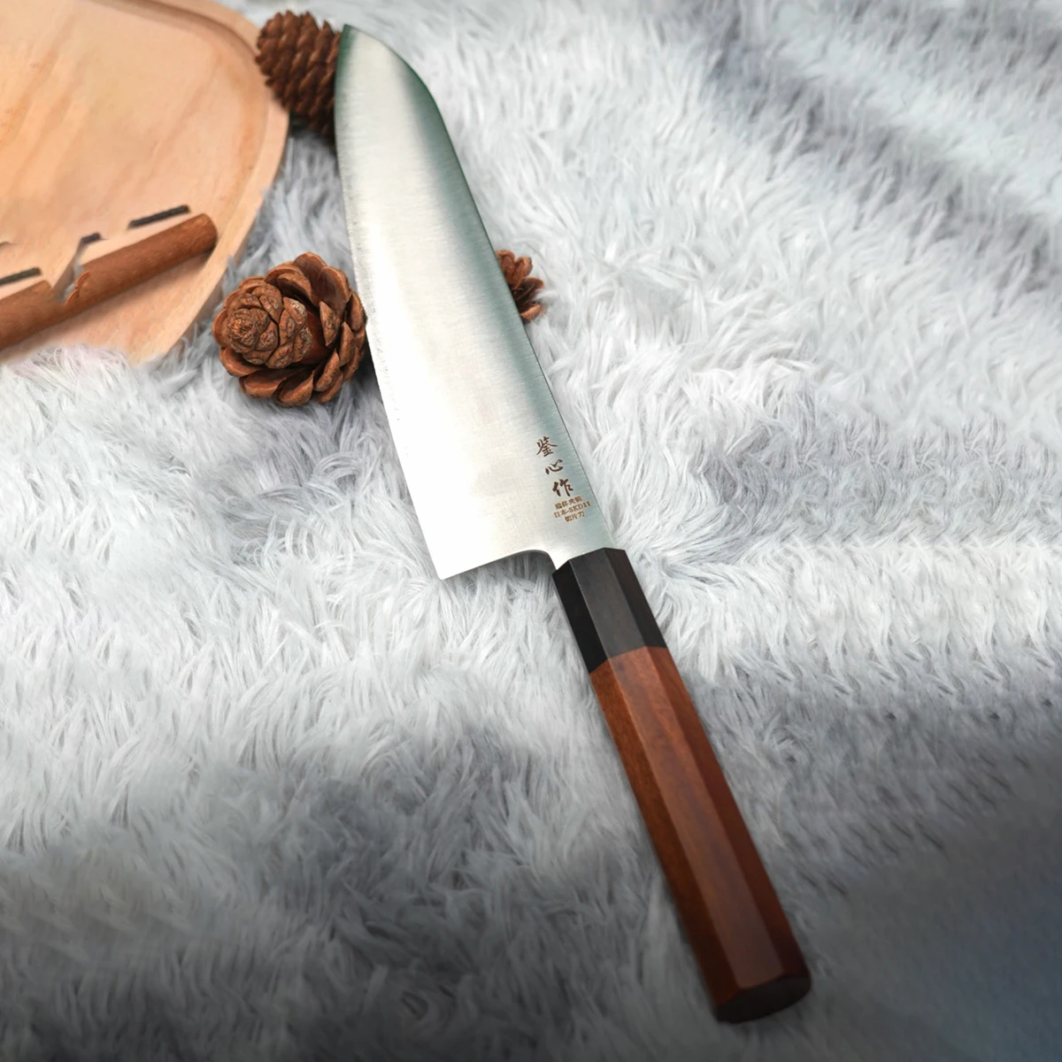 8.3 Inch Gyuto Knife SKD11 Blade 3-layers Clad Steel Wood Handle Chef Cleaver Slicing Handmade Forged Western Kitchen Knives