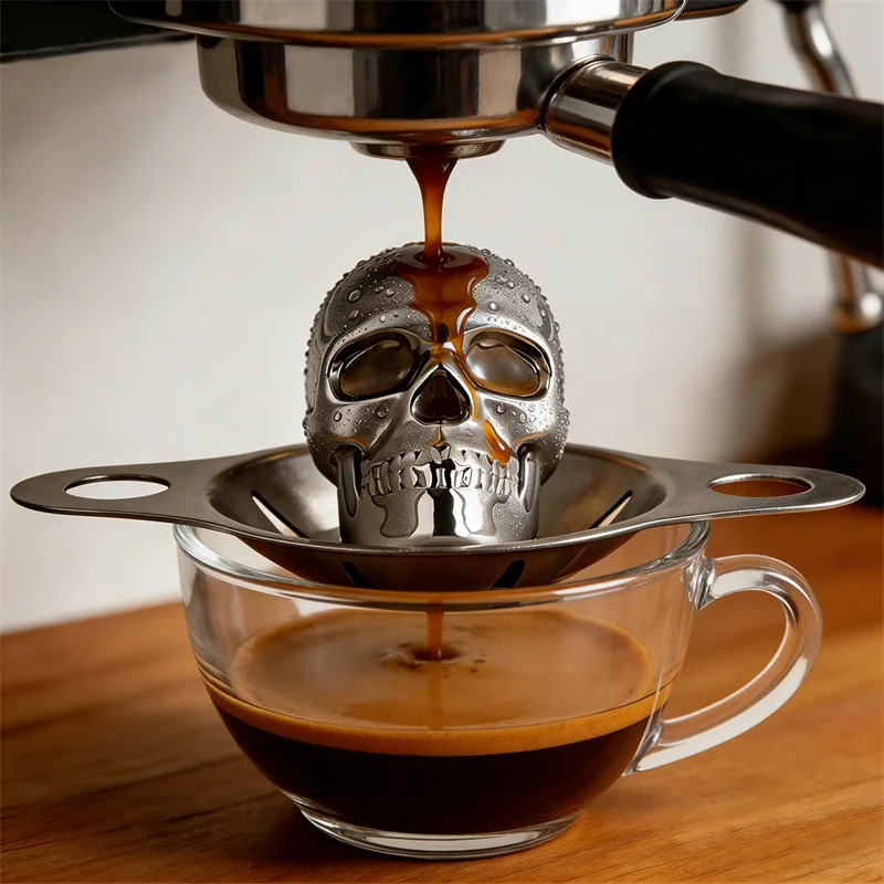 

Reusable Skull Ice Cubes Coffee Cooling Funnel Stainless Steel Whiskey Rocks for Kitchen Club Bar Wedding Party Chiller Ice Cub
