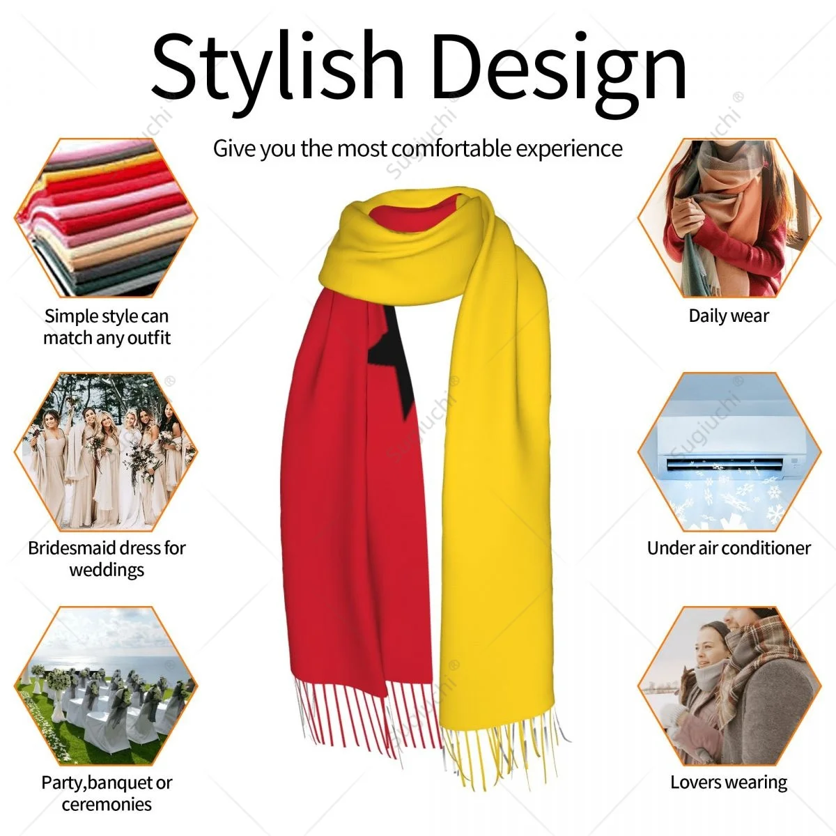 Guinea-Bissau Flag Scarf Pashmina Warm Scarves Shawl Wrap Hijab Spring Winter Multifunction Unisex image 5