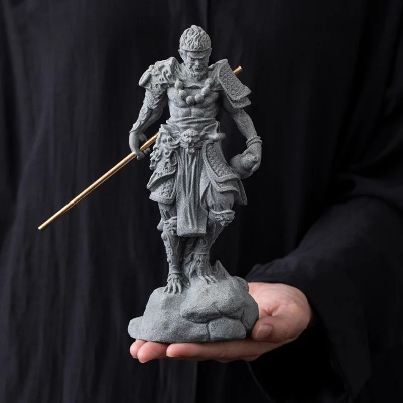 Sandstone Game Character Sun Wukong Sculptures and Figurines Home Room Office Fish Tank Wealth Luck Feng Shui Decor Statue