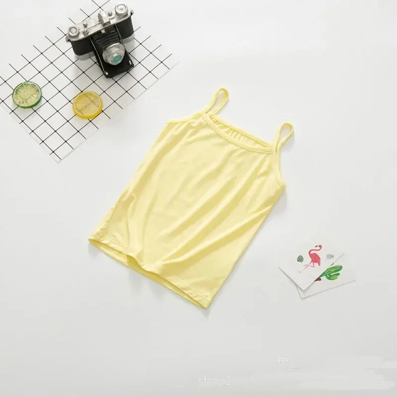Baby Girls Vest Kids Cotton Camisole Children\'s Top Tees 2024 Summer Singlet Solid Color Undershirts Teenagers Tank Tops