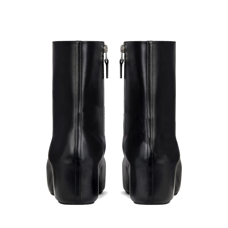 Fashion Ankle High Rain Boots Elastic Upper Thick Platform Anti-skid New Women\'s Short Boots Round Toe Side Zipper Woman\'s Shoes